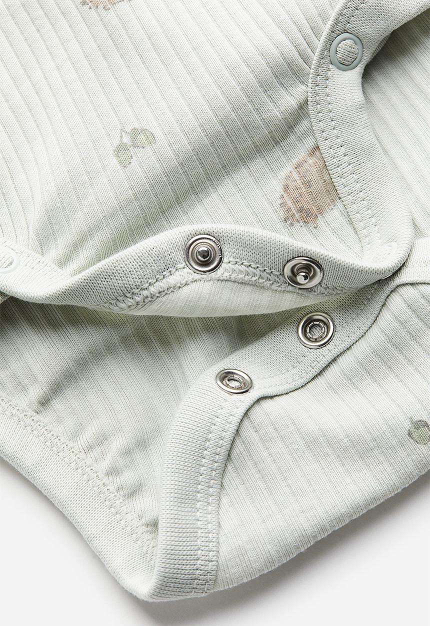 H&M - 2 piece ribbed cotton set - light green hedgehog
