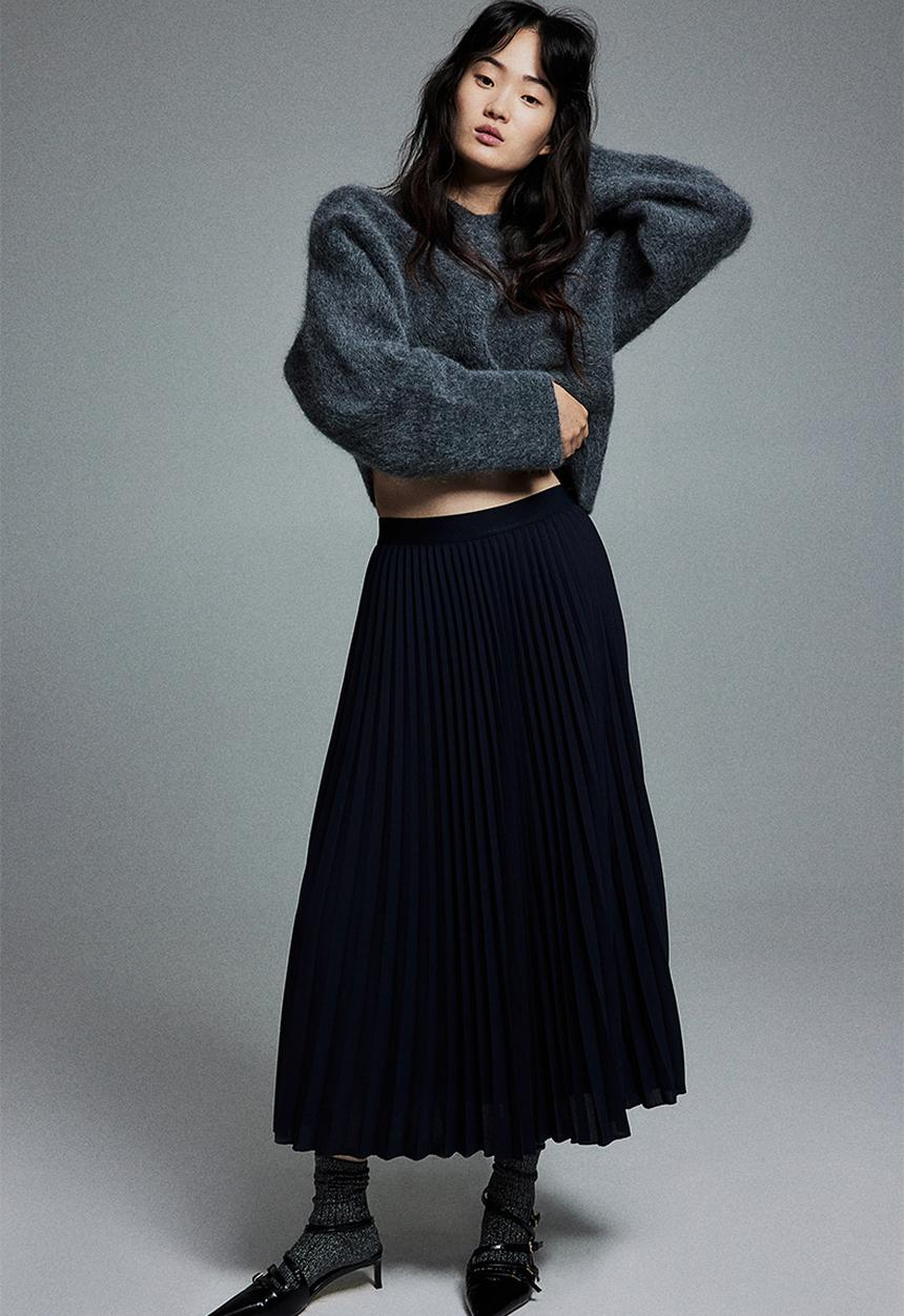 H&M - Pleated skirt - dark blue
