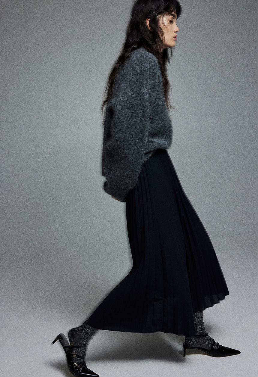 H&M - Pleated skirt - dark blue