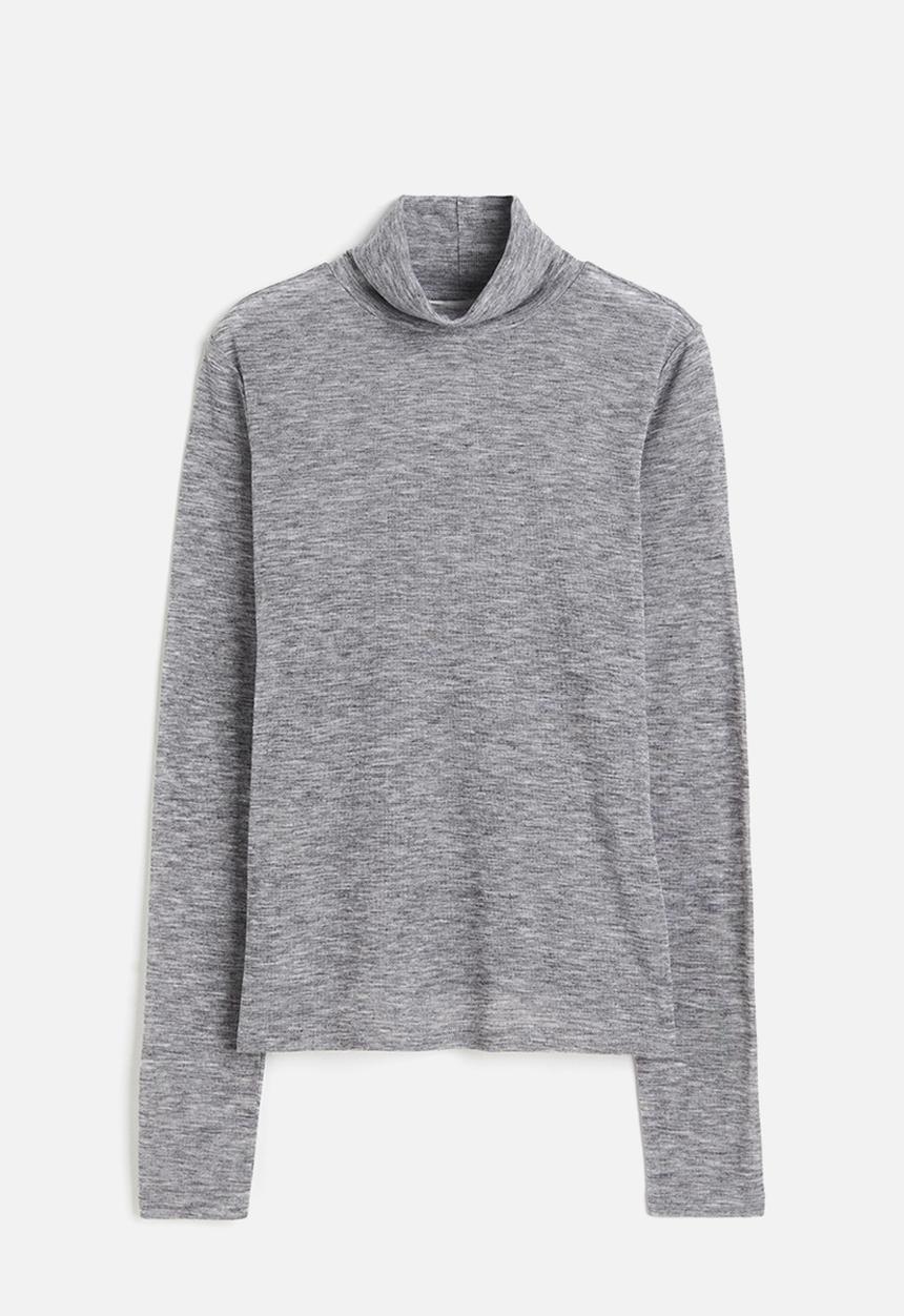 H&M - Polo-neck top - grey marl