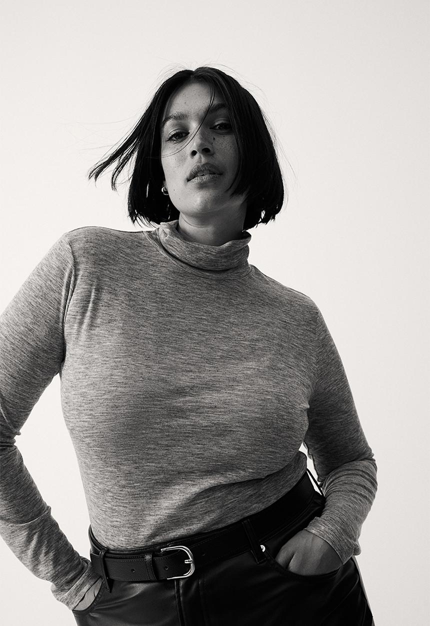 H&M - Polo-neck top - grey marl