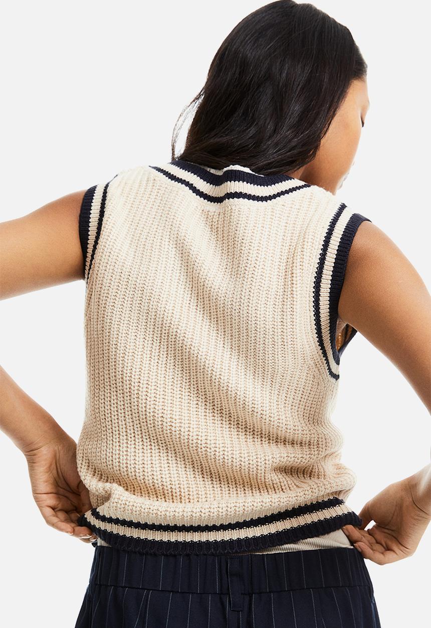 H&M - Rib-knit sweater vest - beige & black