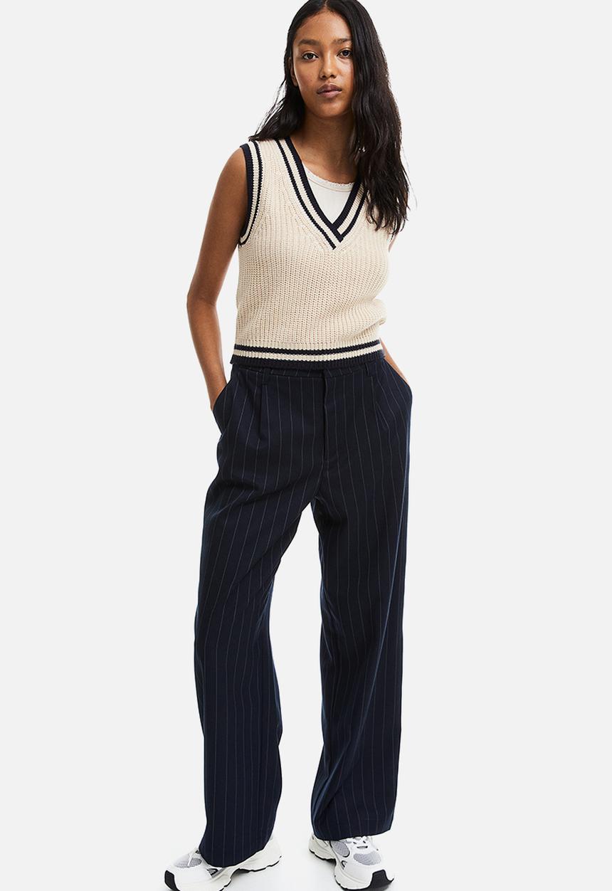 H&M - Rib-knit sweater vest - beige & black