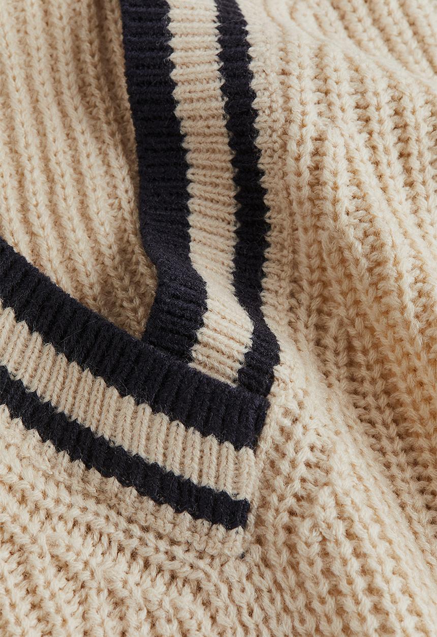 H&M - Rib-knit sweater vest - beige & black
