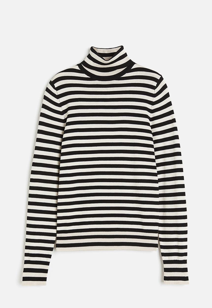 H&M - Polo-neck jumper - black & cream