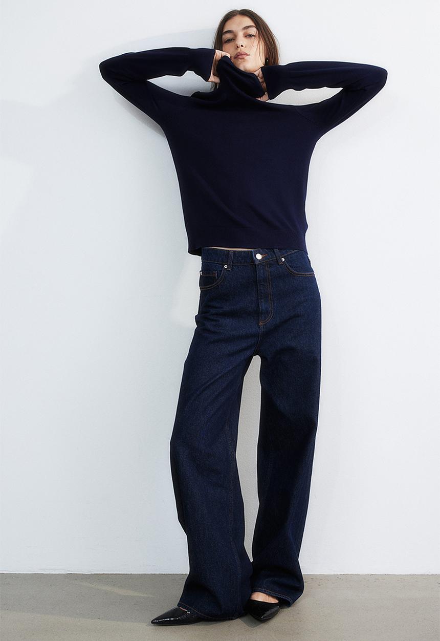H&M - Polo-neck jumper - navy blue