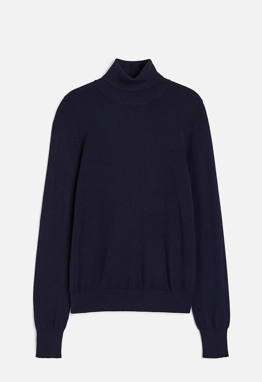 H&M - Polo-neck jumper - navy blue