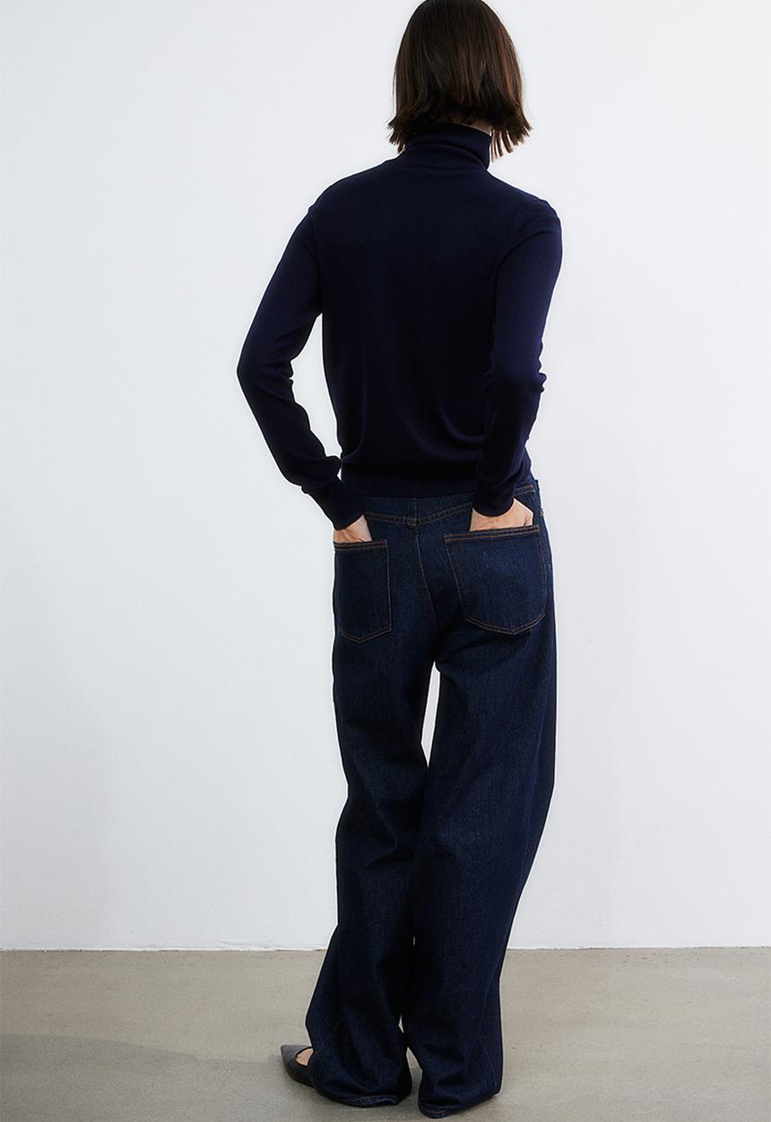 H&M - Polo-neck jumper - navy blue
