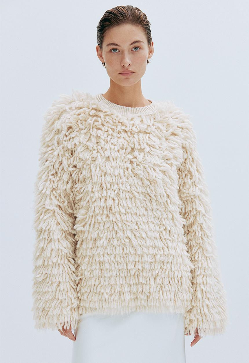 H&M - Wool-blend fluffy-knit jumper - beige 