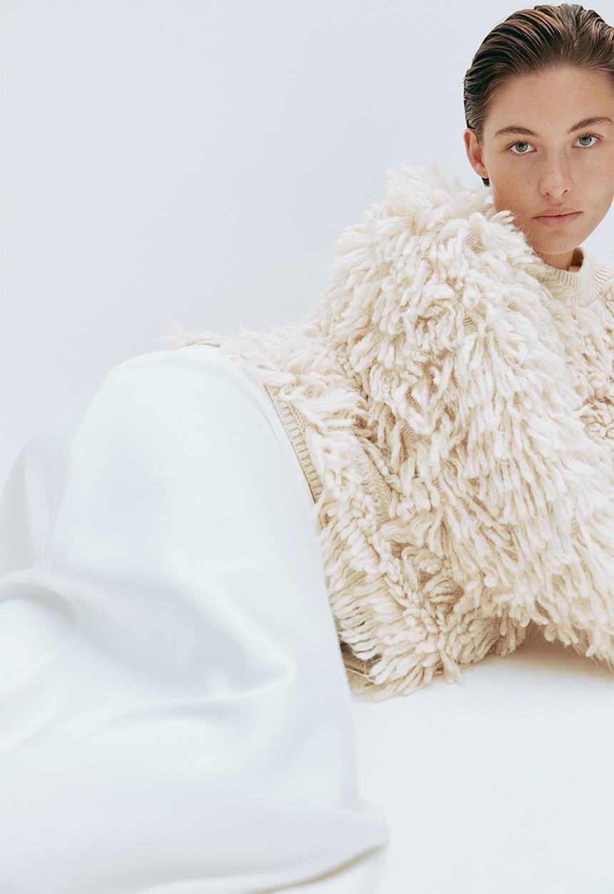 H&M - Wool-blend fluffy-knit jumper - beige 