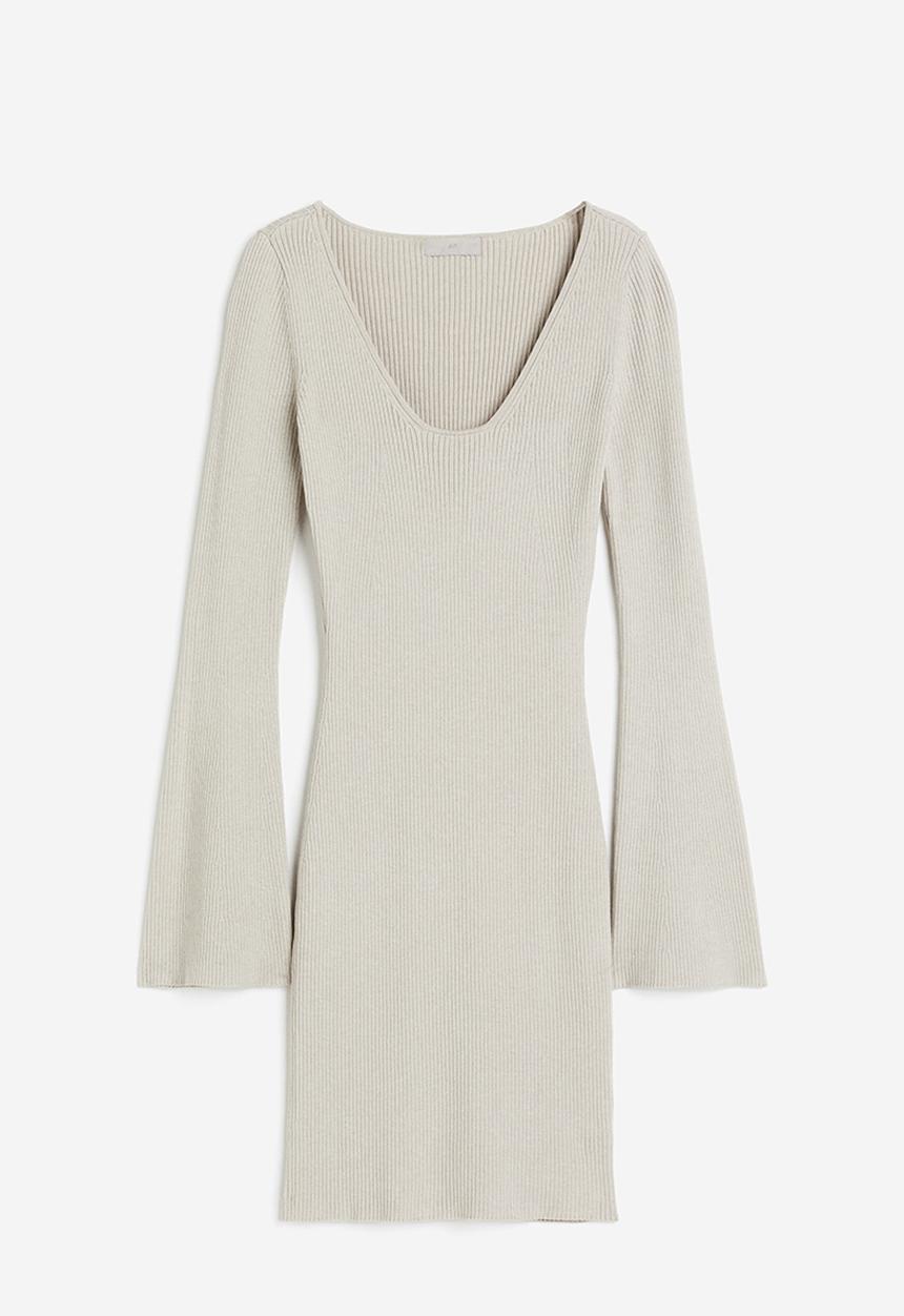 H&M - Rib-knit dress - light greige