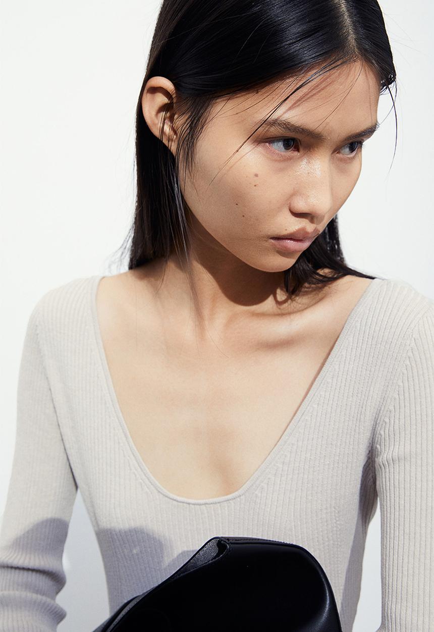 H&M - Rib-knit dress - light greige