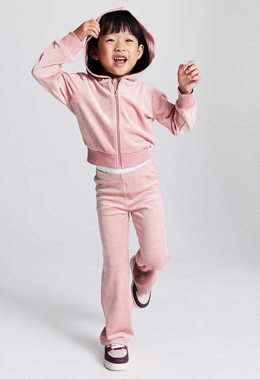 H&M - Flared velour leggings - light pink