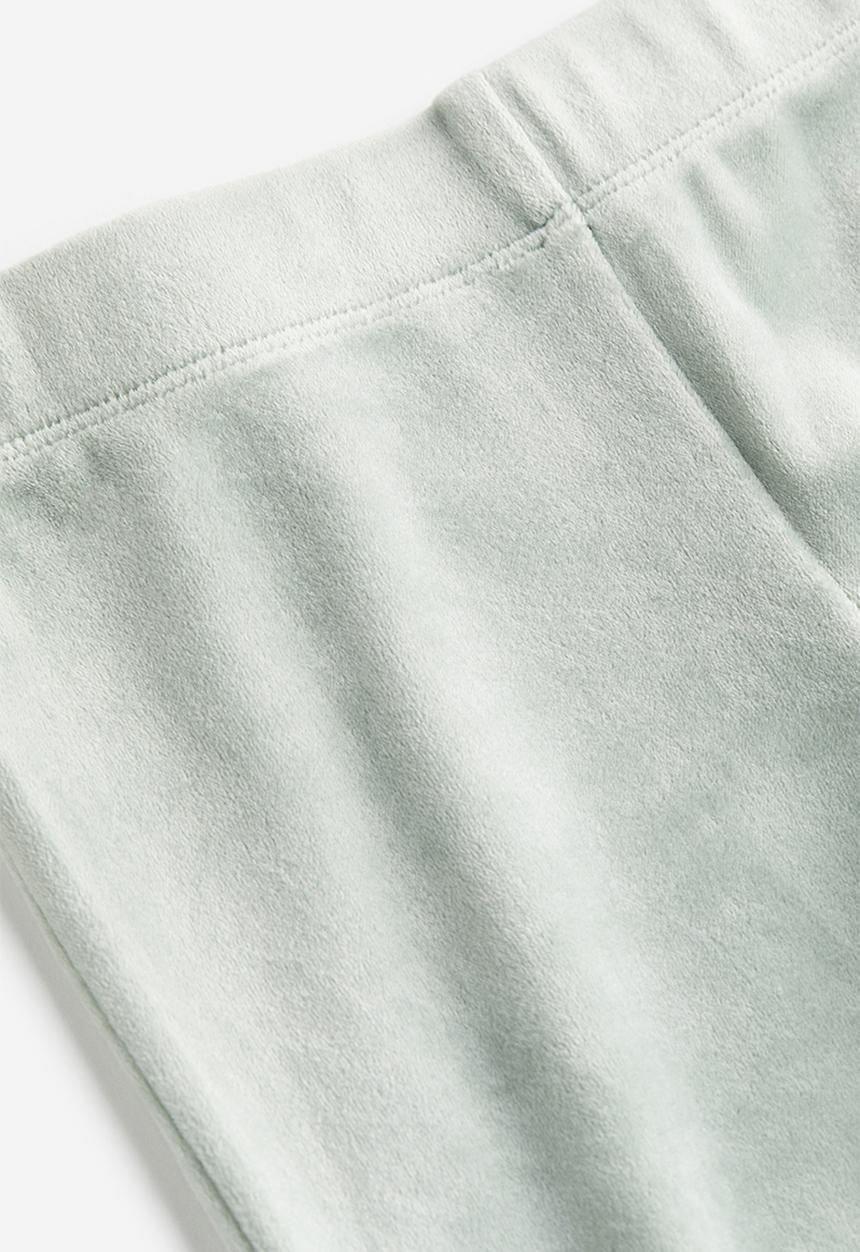 H&M - Flared velour leggings - light sage green