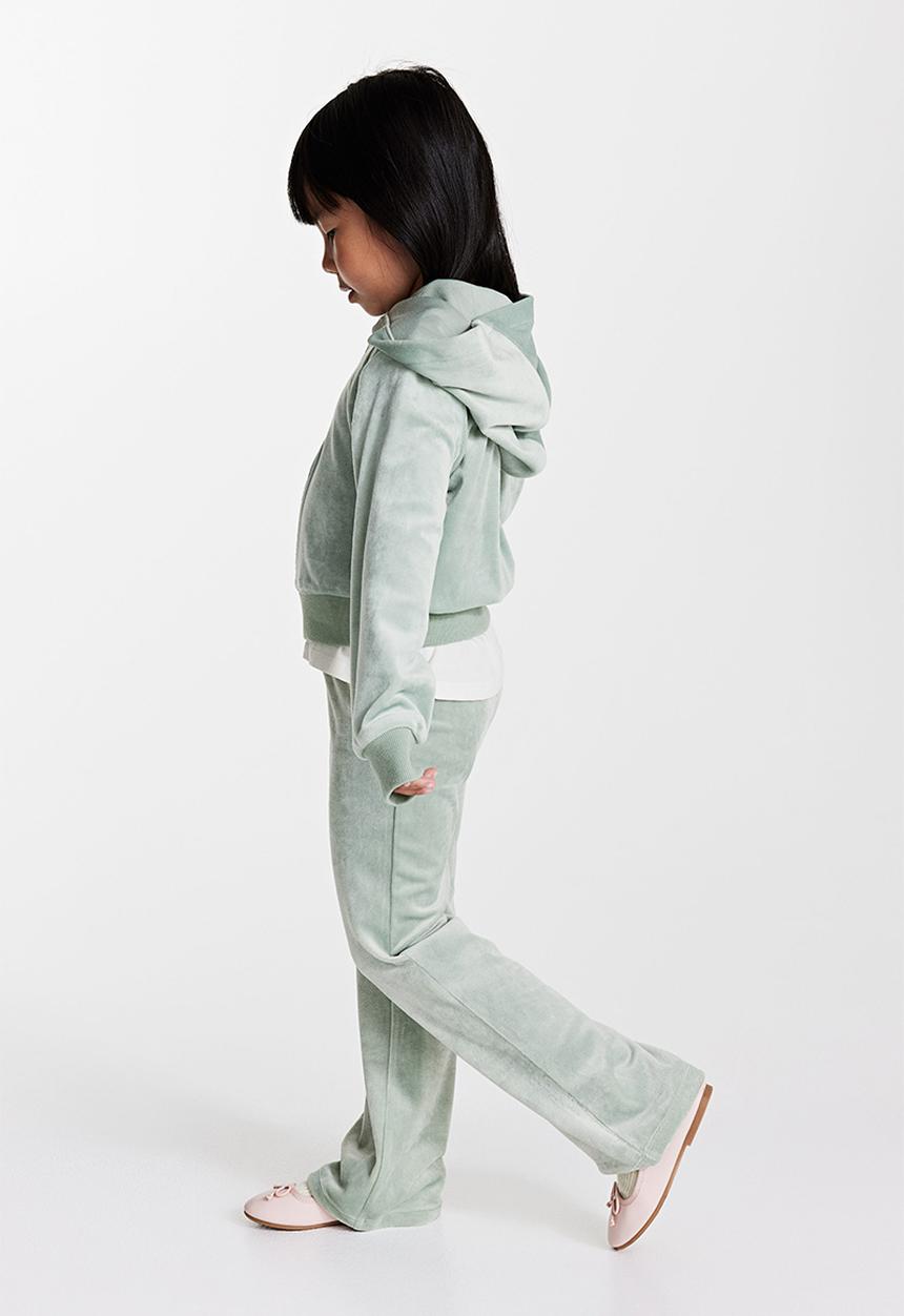 H&M - Flared velour leggings - light sage green