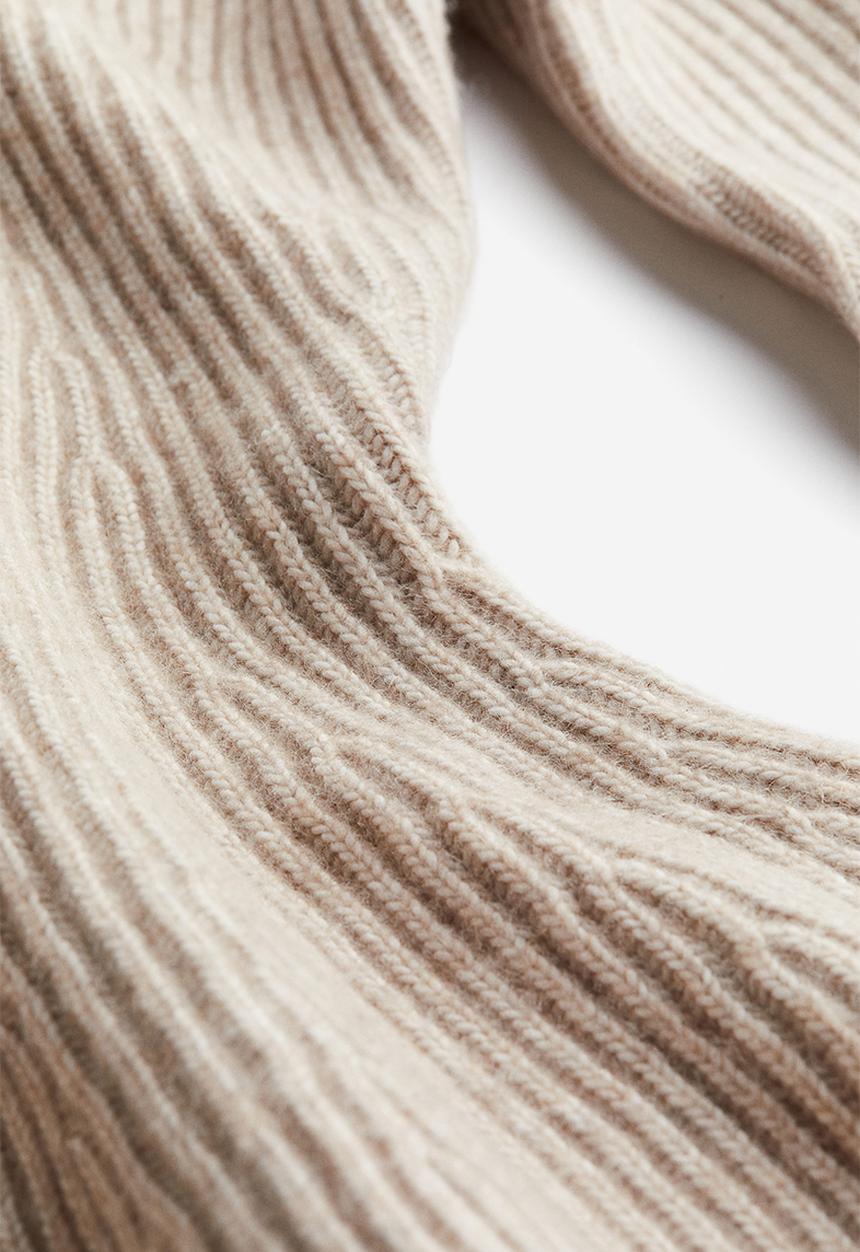 H&M - Rib-knit peplum top - beige