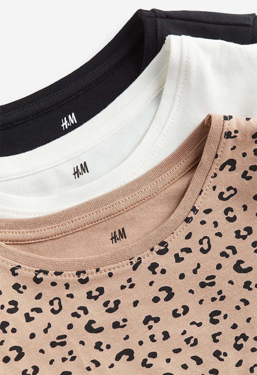 H&M - 3 pack long-sleeved tops - beige leopard print