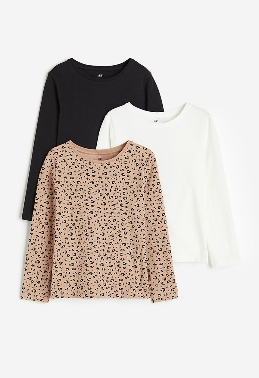 H&M - 3 pack long-sleeved tops - beige leopard print