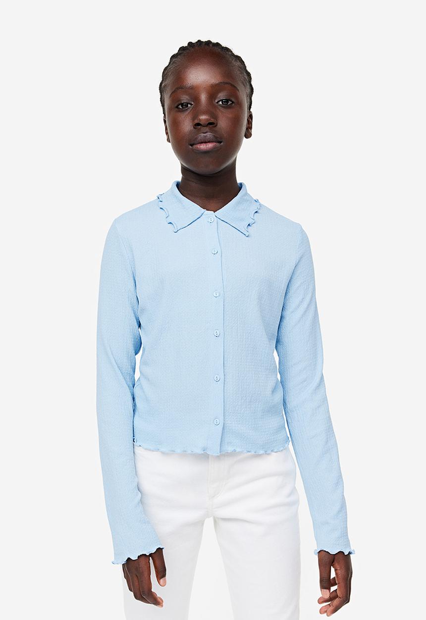 H&M - Crinkled jersey blouse - blue