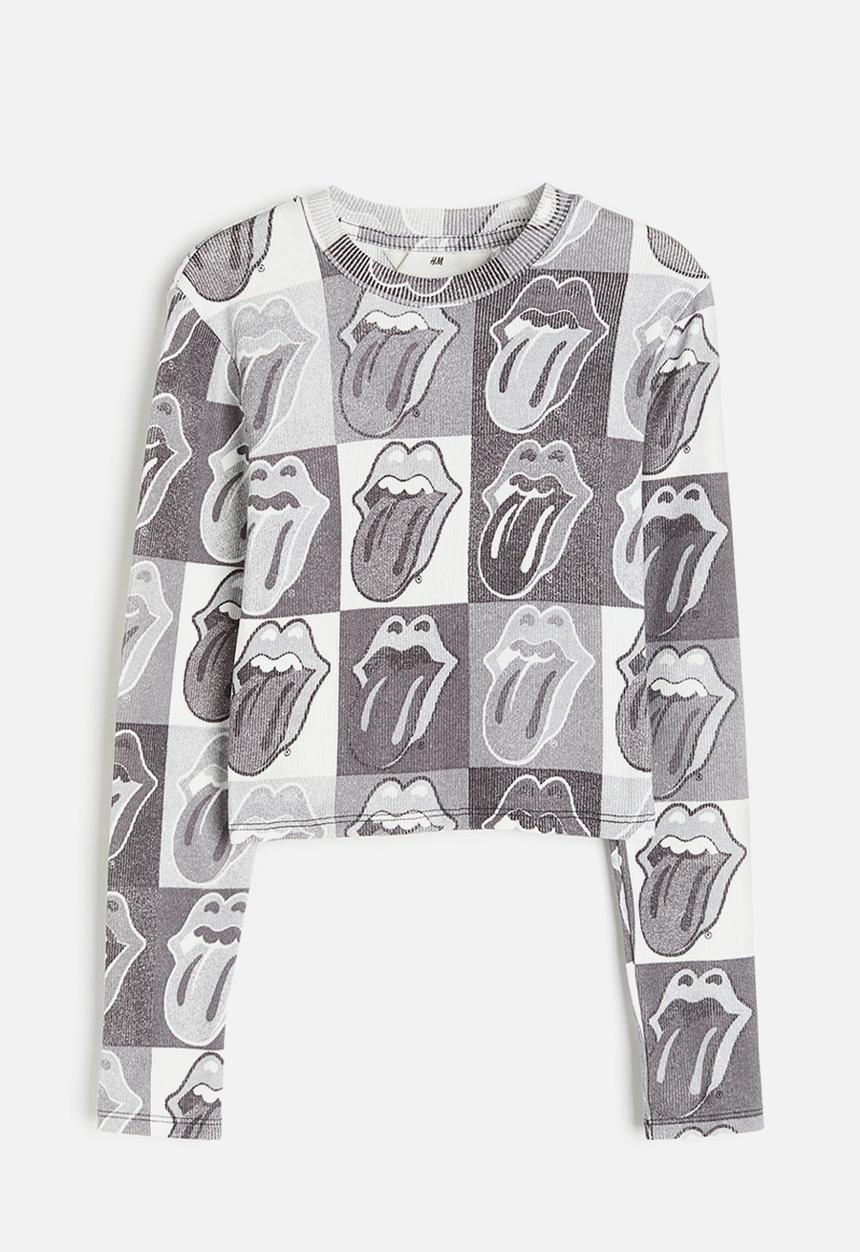 H&M - Printed jersey top - grey/the rolling stones