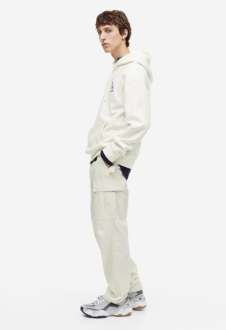 H&M - Loose fit printed hoodie - white butterfly