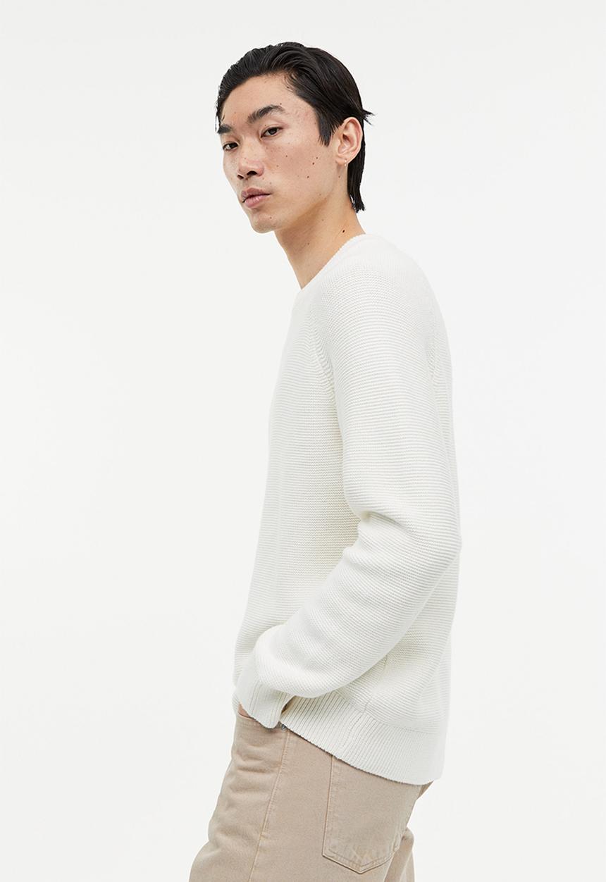 H&M - Regular fit cotton jumper - cream 