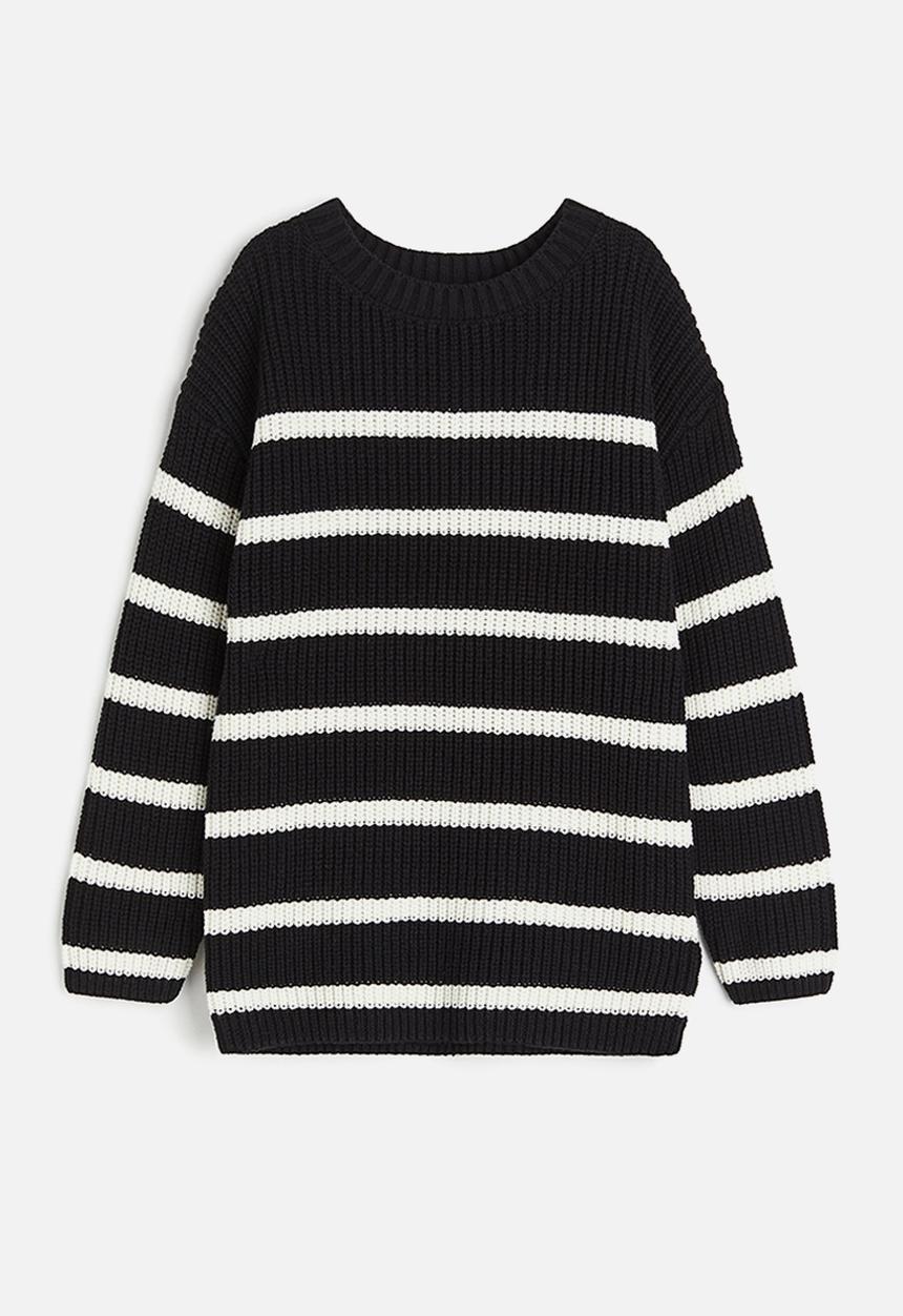 H&M - Jumper -  black striped