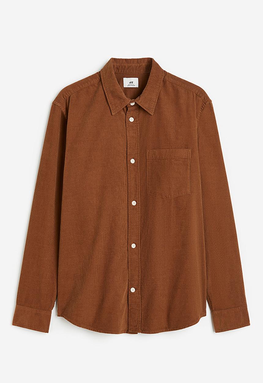 H&M - Regular fit corduroy shirt - brown