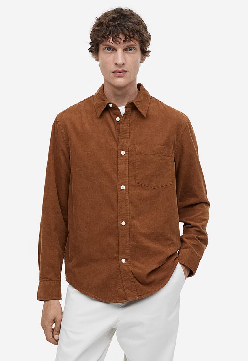 H&M - Regular fit corduroy shirt - brown
