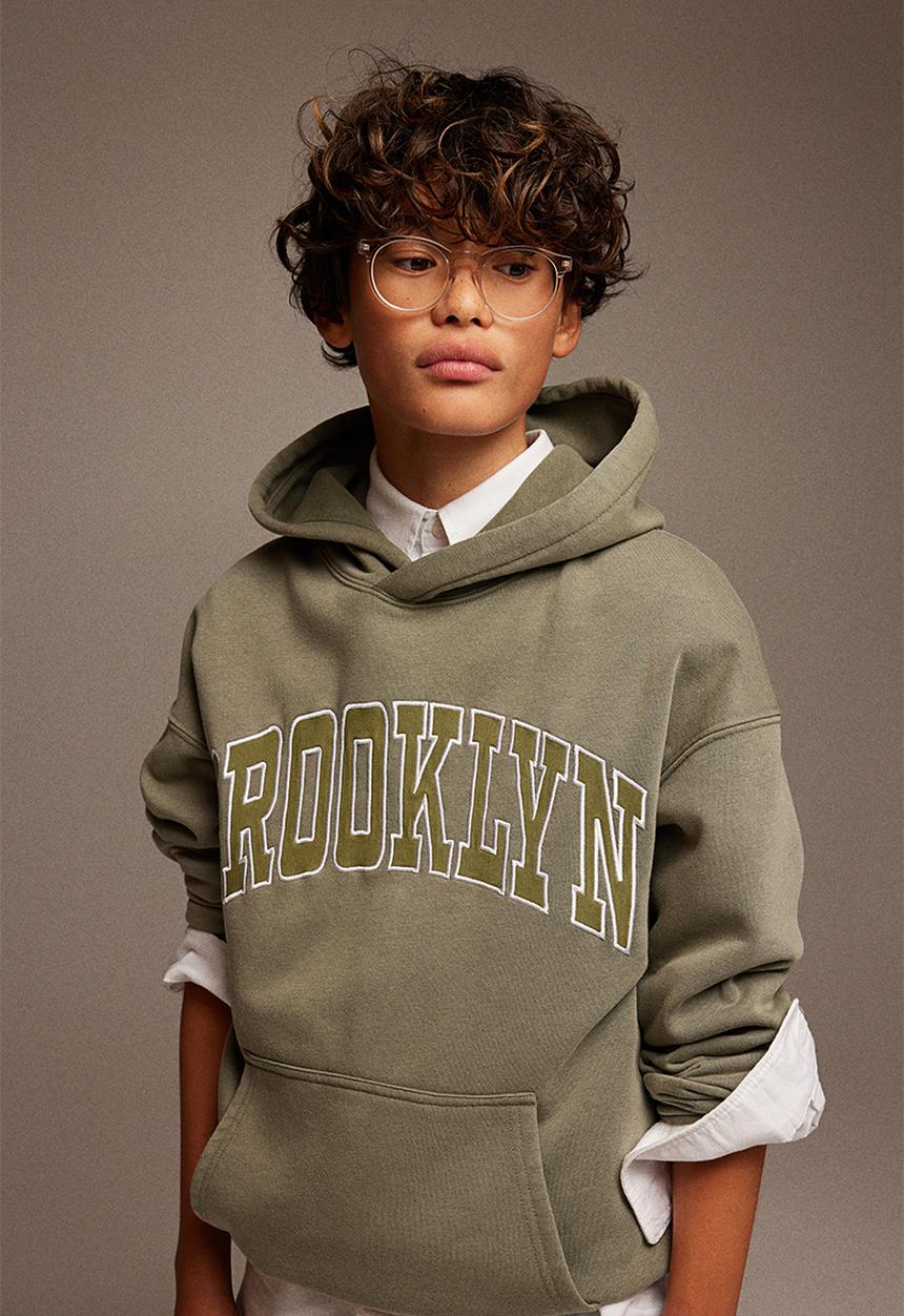 H&M - Hoodie - khaki green & brooklyn