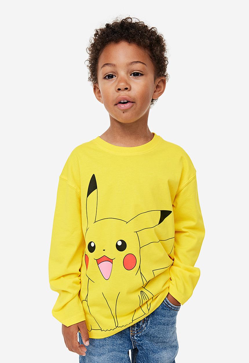 H&M - 4 pack long-sleeved printed tops - yellow pokémon