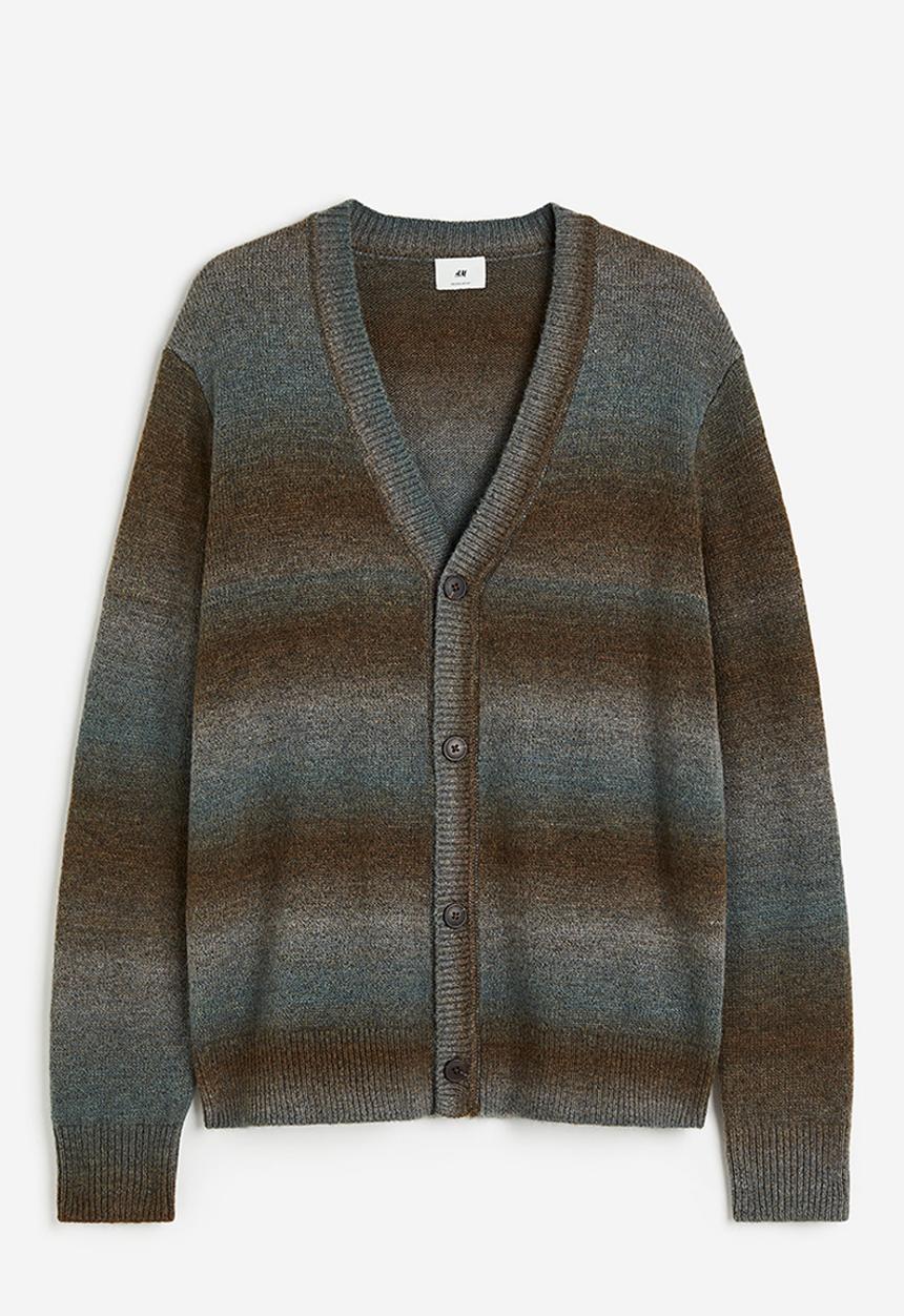H&M - Regular fit cardigan - brown striped 
