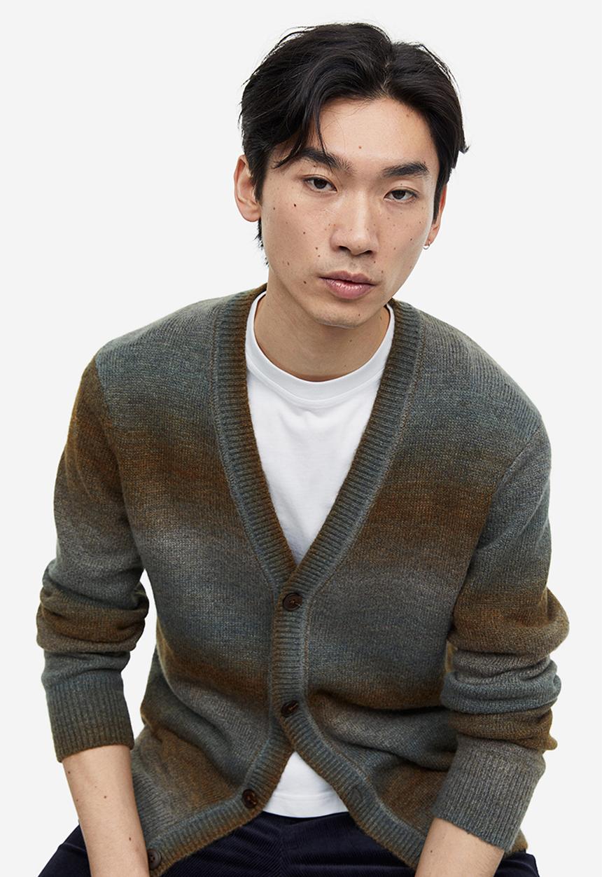 H&M - Regular fit cardigan - brown striped 