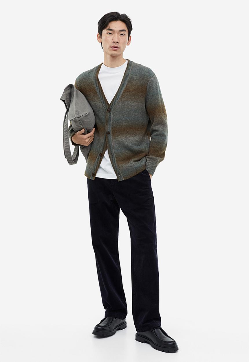 H&M - Regular fit cardigan - brown striped 