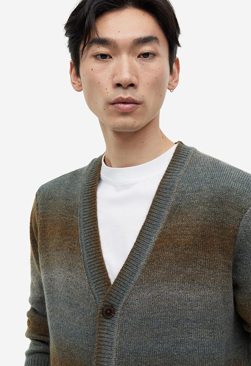 H&M - Regular fit cardigan - brown striped 