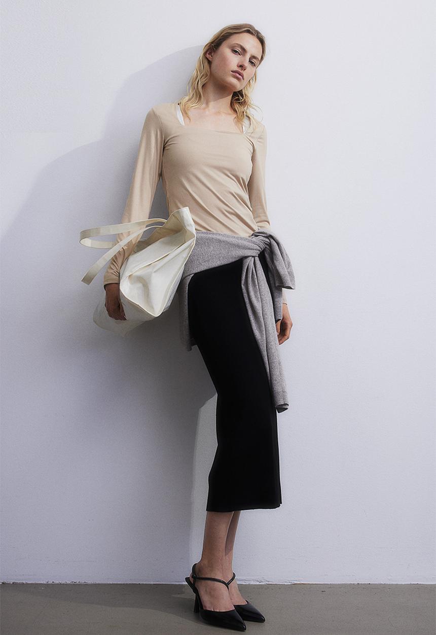 H&M - Long-sleeved jersey top - beige