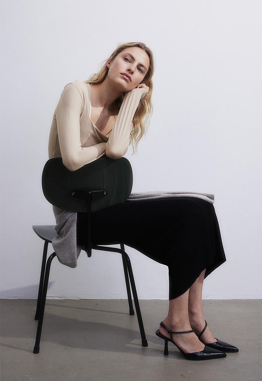 H&M - Long-sleeved jersey top - beige