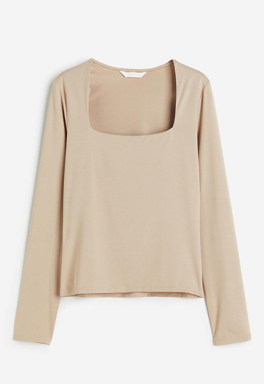 H&M - Long-sleeved jersey top - beige