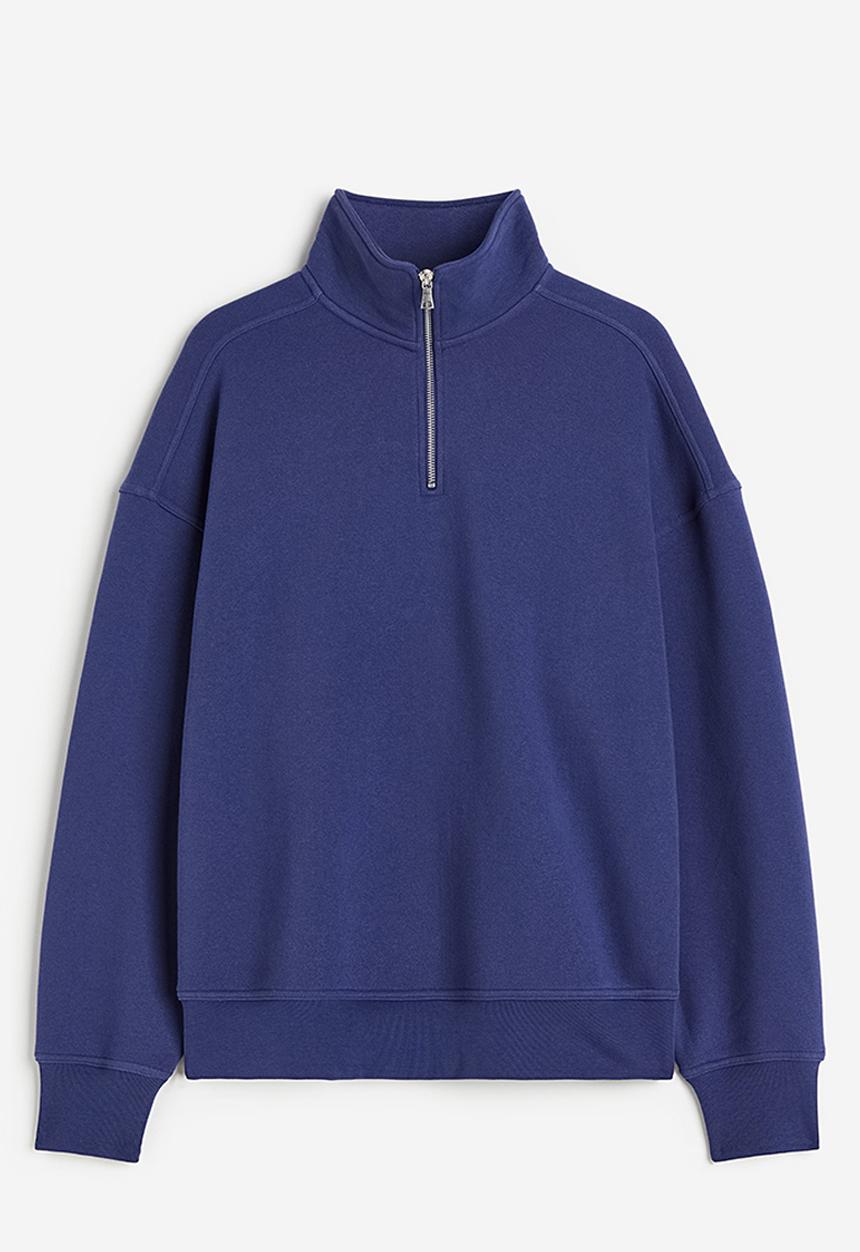 H&M - Oversized fit half-zip sweatshirt - blue
