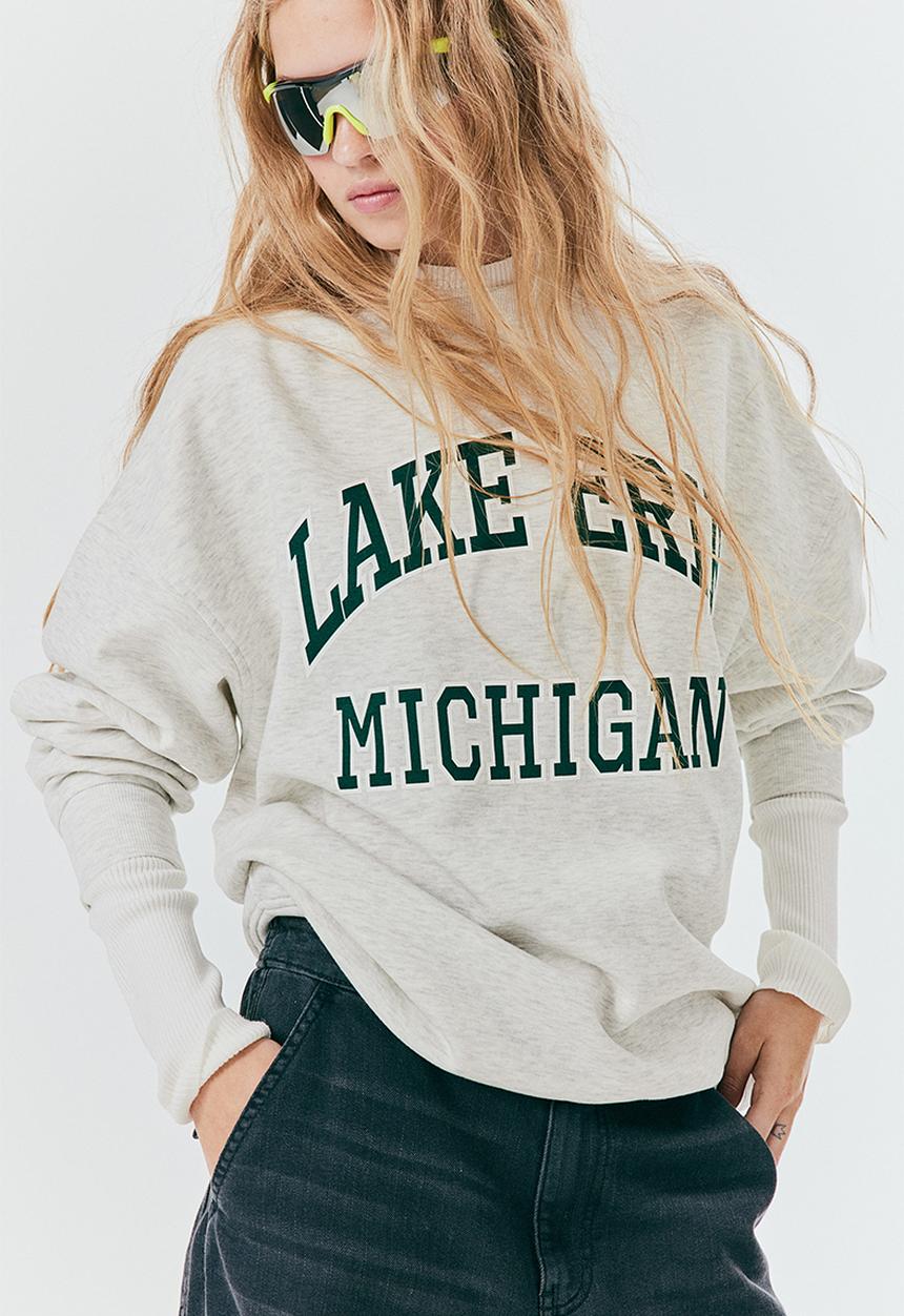 H&M - Oversized motif-detail sweatshirt - light grey marl