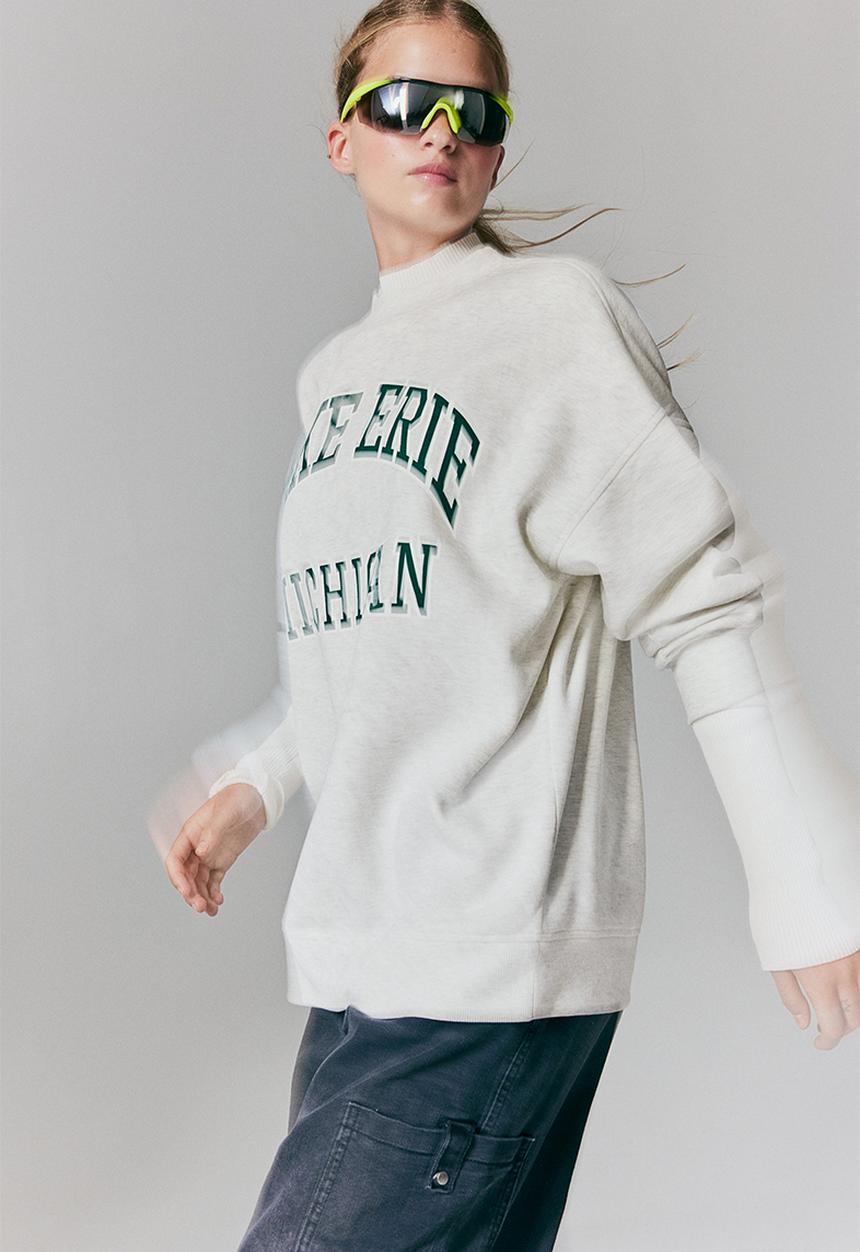 H&M - Oversized motif-detail sweatshirt - light grey marl