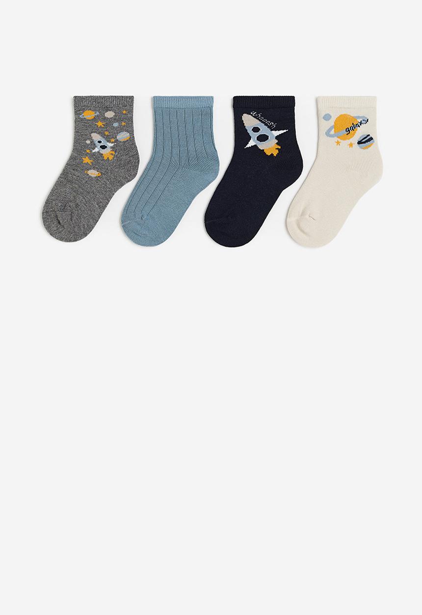 H&M - 4 pack socks - dark blue spaceship