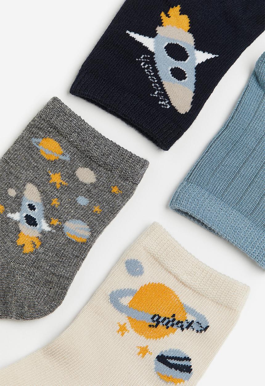 H&M - 4 pack socks - dark blue spaceship