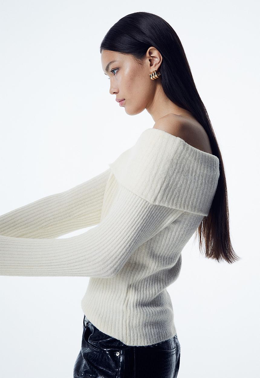 H&M - Off-the-shoulder jumper - cream