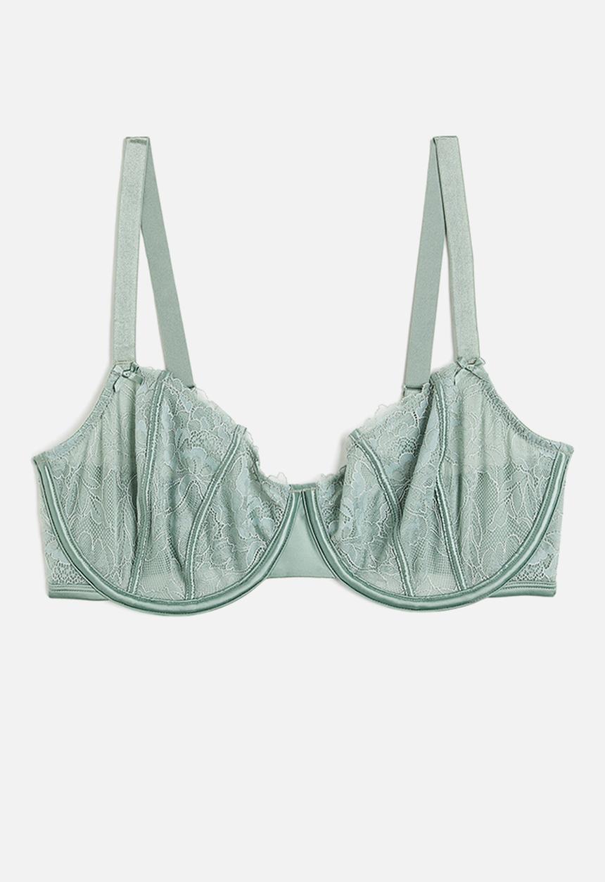 H&M - Non-padded underwired lace bra - light green