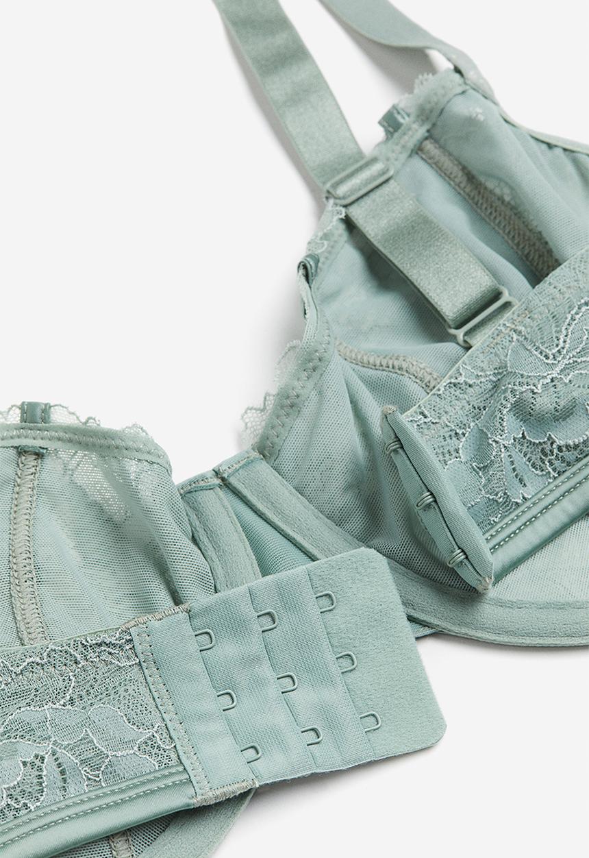 H&M - Non-padded underwired lace bra - light green