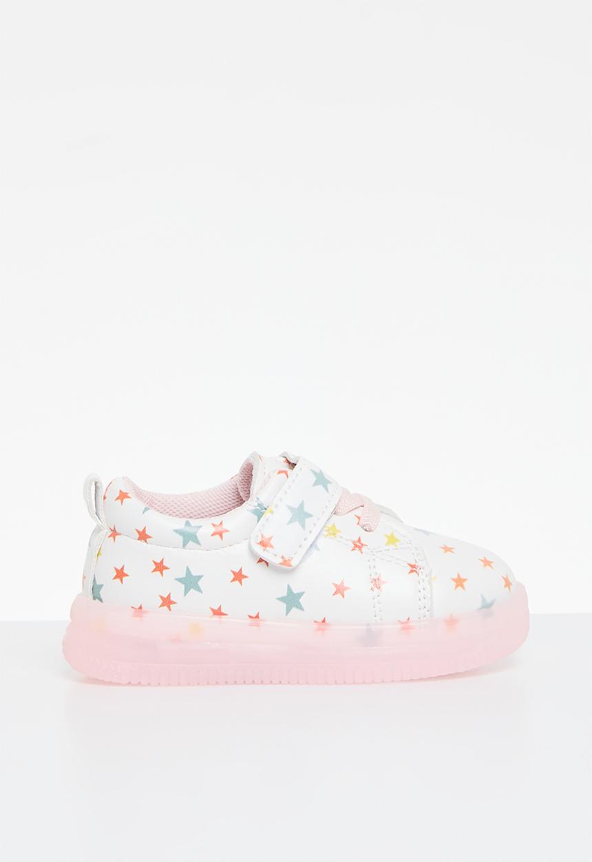 Pop Candy - Printed velcro & lace sneakers - pink