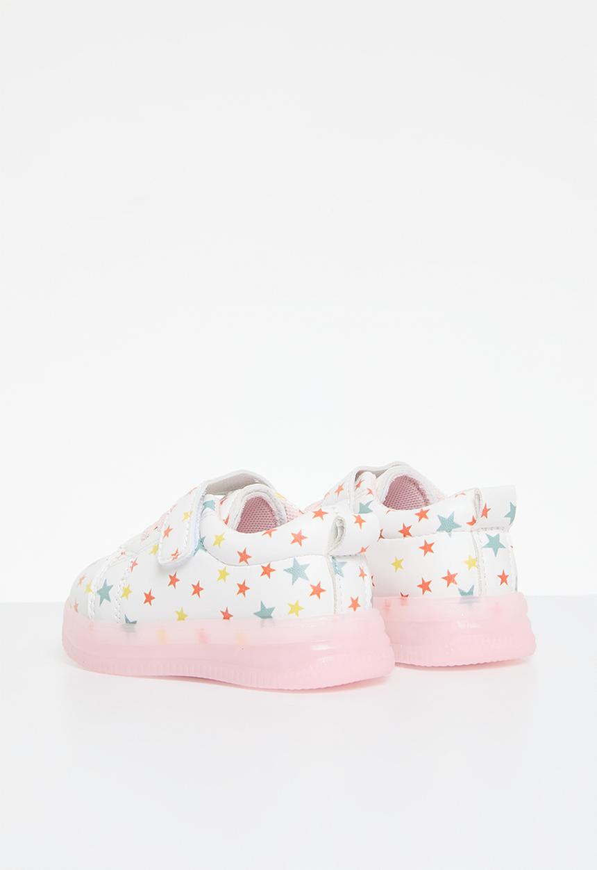 Pop Candy - Printed velcro & lace sneakers - pink