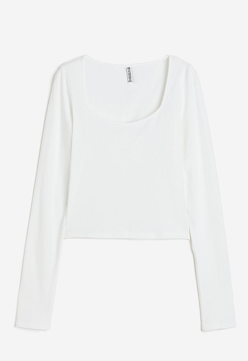 H&M - Long-sleeved jersey top - white