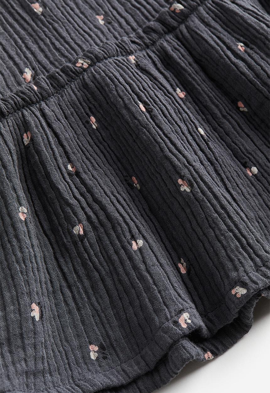 H&M - Patterned muslin dress - dark grey/spotted